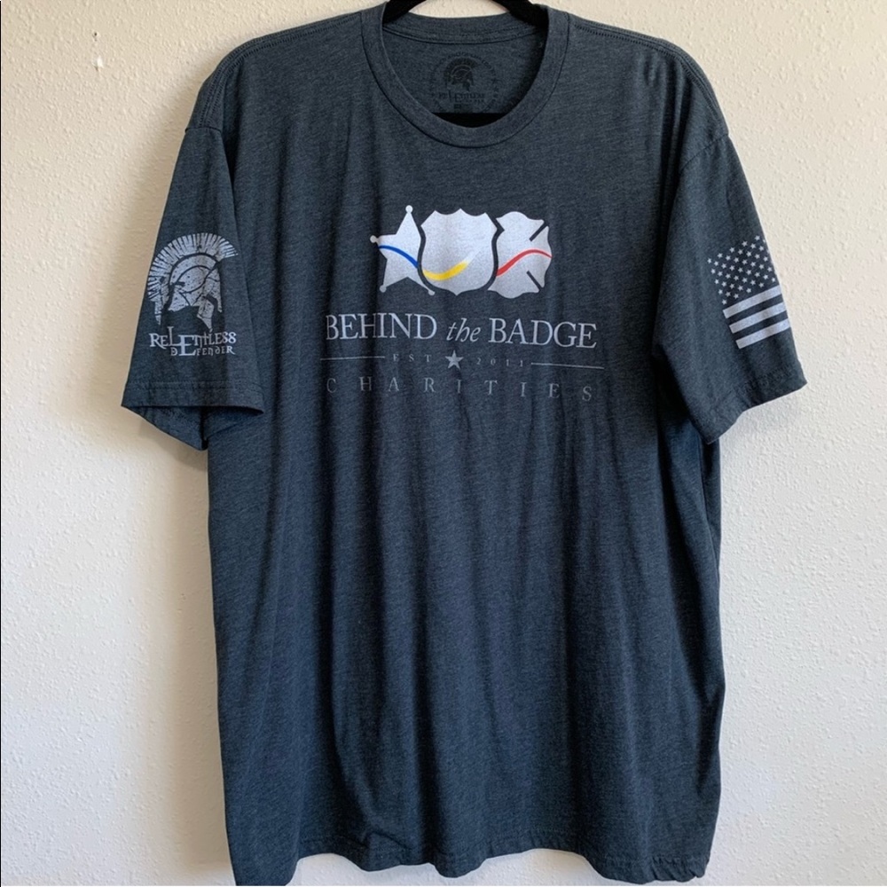 Relentless Defender Behind the Badge Grey T-Shirt